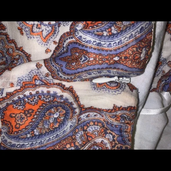 J. Crew sleeveless top size 4 paisley cream blue bohemian vintage - Picture 7 of 8